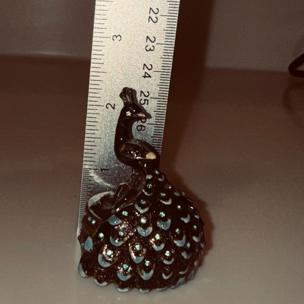 Crystal Bejeweled Blue And Green Peacock Trinket Pill Jewelry Box - Picture 15 of 16